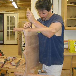 Me Sculpting a Rocker Leg