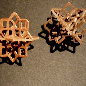 Mahogany & walnut 3D snowflakes