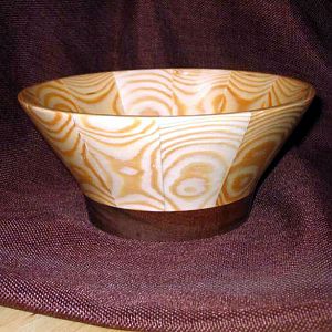 Yellow pine and walnut bowl