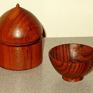 Teak box and bocote bowl