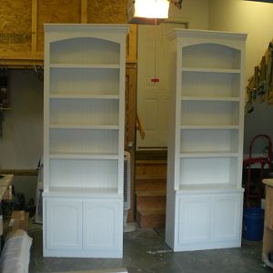 Completed Mirror Image Book Cases to fit on each side of a library window