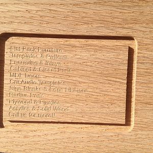 CNC Engraved Biz Cards - Test