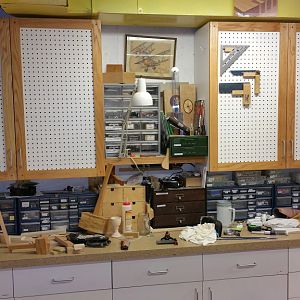 Replacing the doors on some of my workshop doors with oak-framed pegboard d