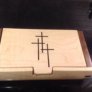 Box with cross inlay