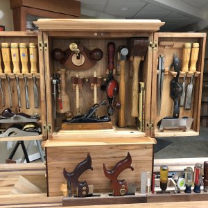 Bench top tool cabinet (open)