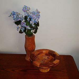 segmented bowl and cedar vase