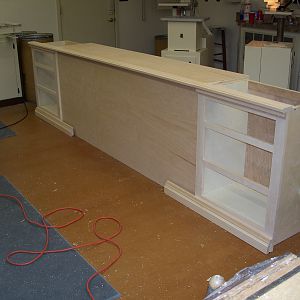 Wall unit base cabinets, headboard