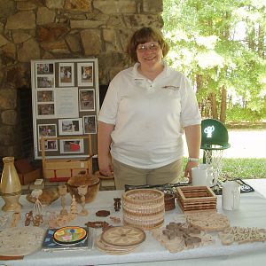 Cathy hogging Show and Tell table