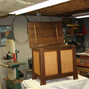 Walnut and QSRO blanket chest