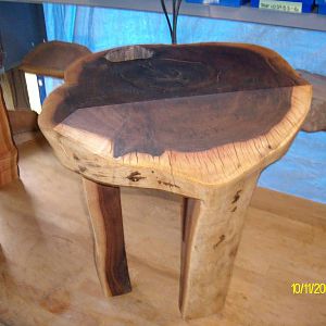 Walnut log table