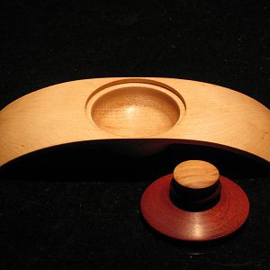 winged bowl in Hard maple with Bloodwood lid