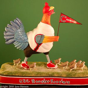 USC Booster Rooster wood carving RtSide