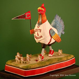 USC Booster Rooster wood carving LeftShldrAll