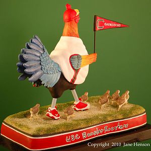 USC Booster Rooster wood carving RtRear