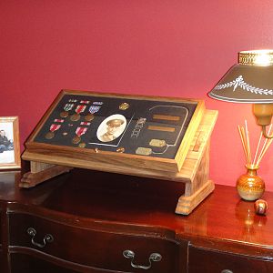 Dad's WWII display case and podium