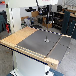 Bandsaw table with rails