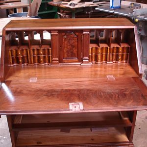 walnut desk and bookcase