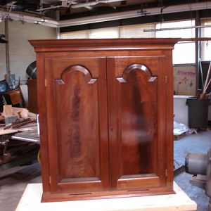 walnut desk and bookcase