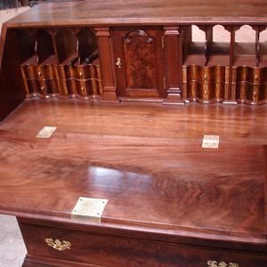 walnut desk and bookcase