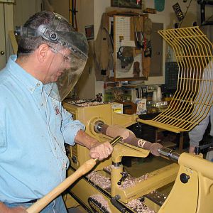 turning the mallet on the lathe