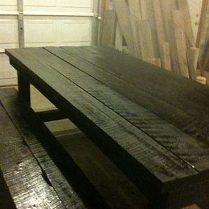 Barn Wood Table and Bench in Black