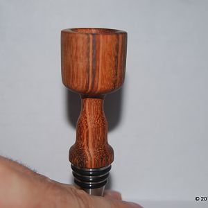 Bottle stoppers turned from mystery wood