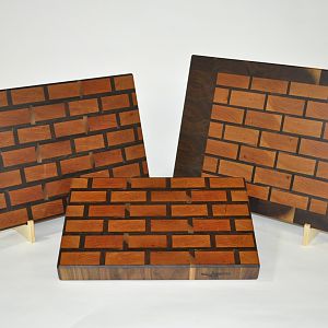 Cherry/Walnut Brick Pattern Cutting Boards Trio