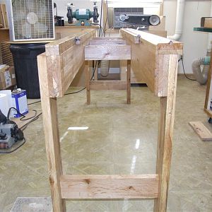 Wooden wood lathe.