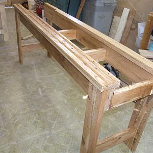 Wooden wood lathe.