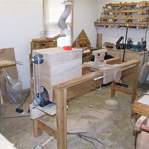 Wooden wood lathe.