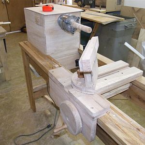 Wooden wood lathe.