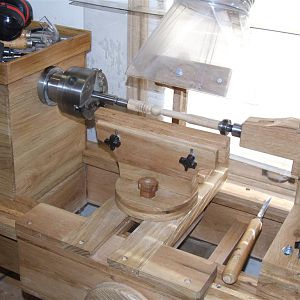 Wooden wood lathe.