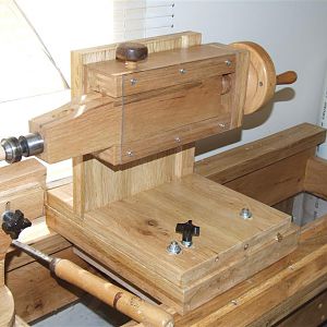 Wooden wood lathe.