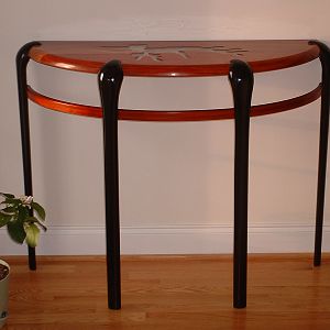 Demilune table in Padauk and ebonized Maple