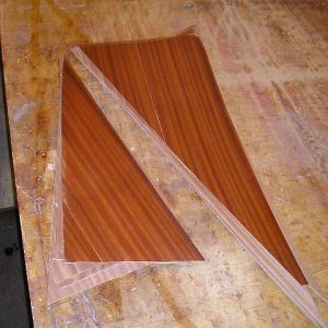 Sapele:  triangles - 2 ply - dimensions below