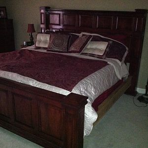 King Size Raised Panel Red Oak Bed