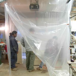looking into spray booth