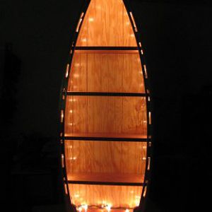 Boat shelf with interior lights on