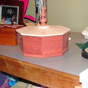Octagonal box - Bloodwood and Curly Maple
