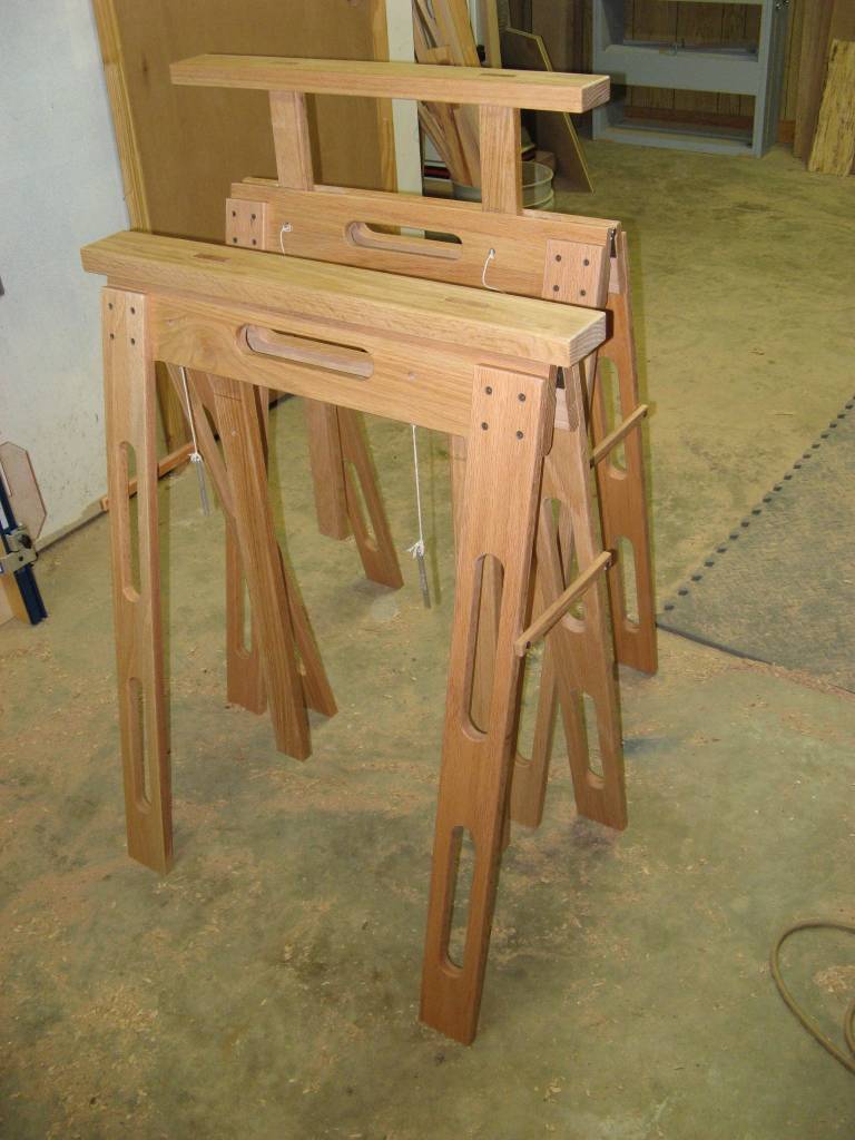 Adjustable-height folding sawhorses
