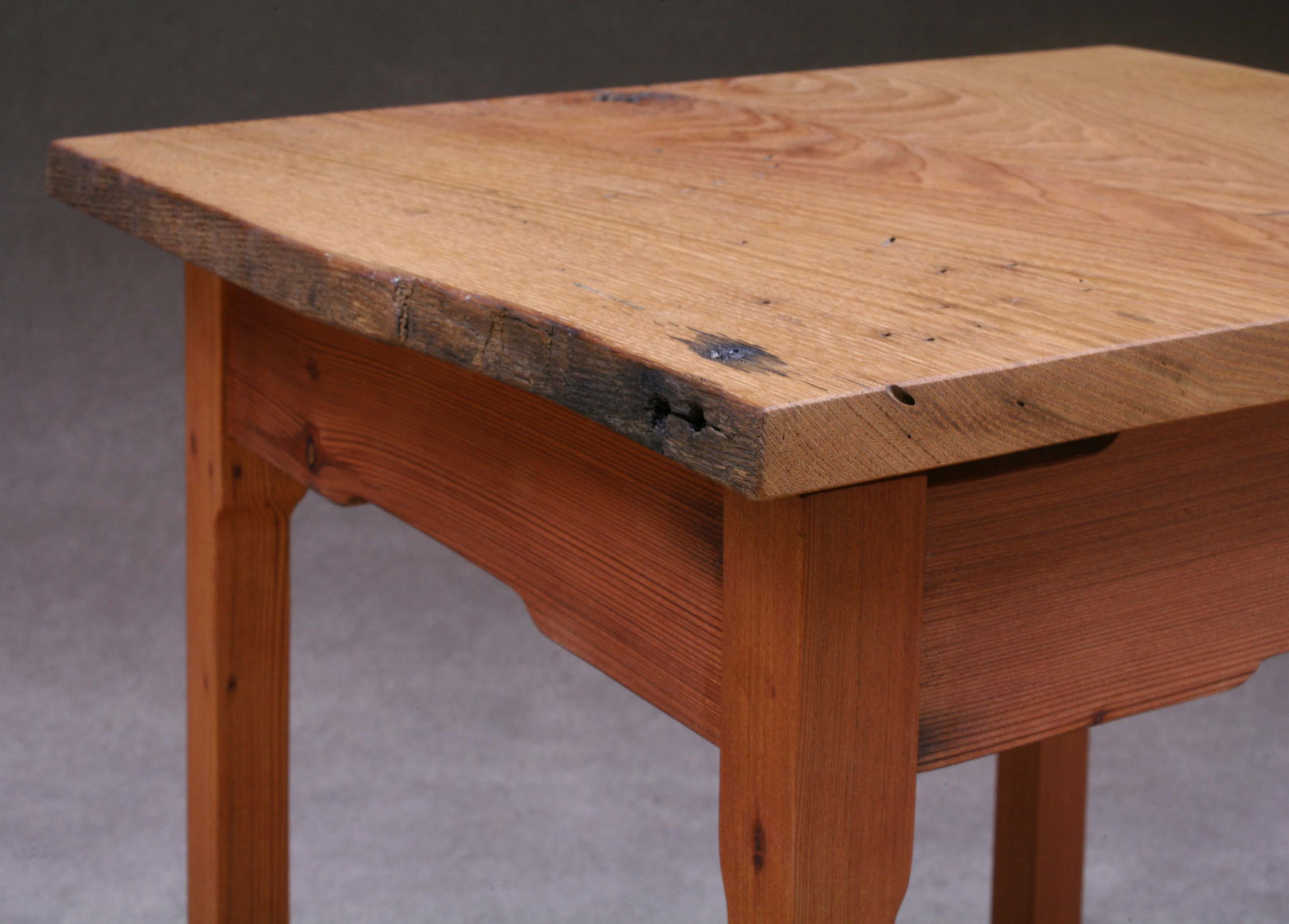 American Chestnut and Redwood End Table Closeup
