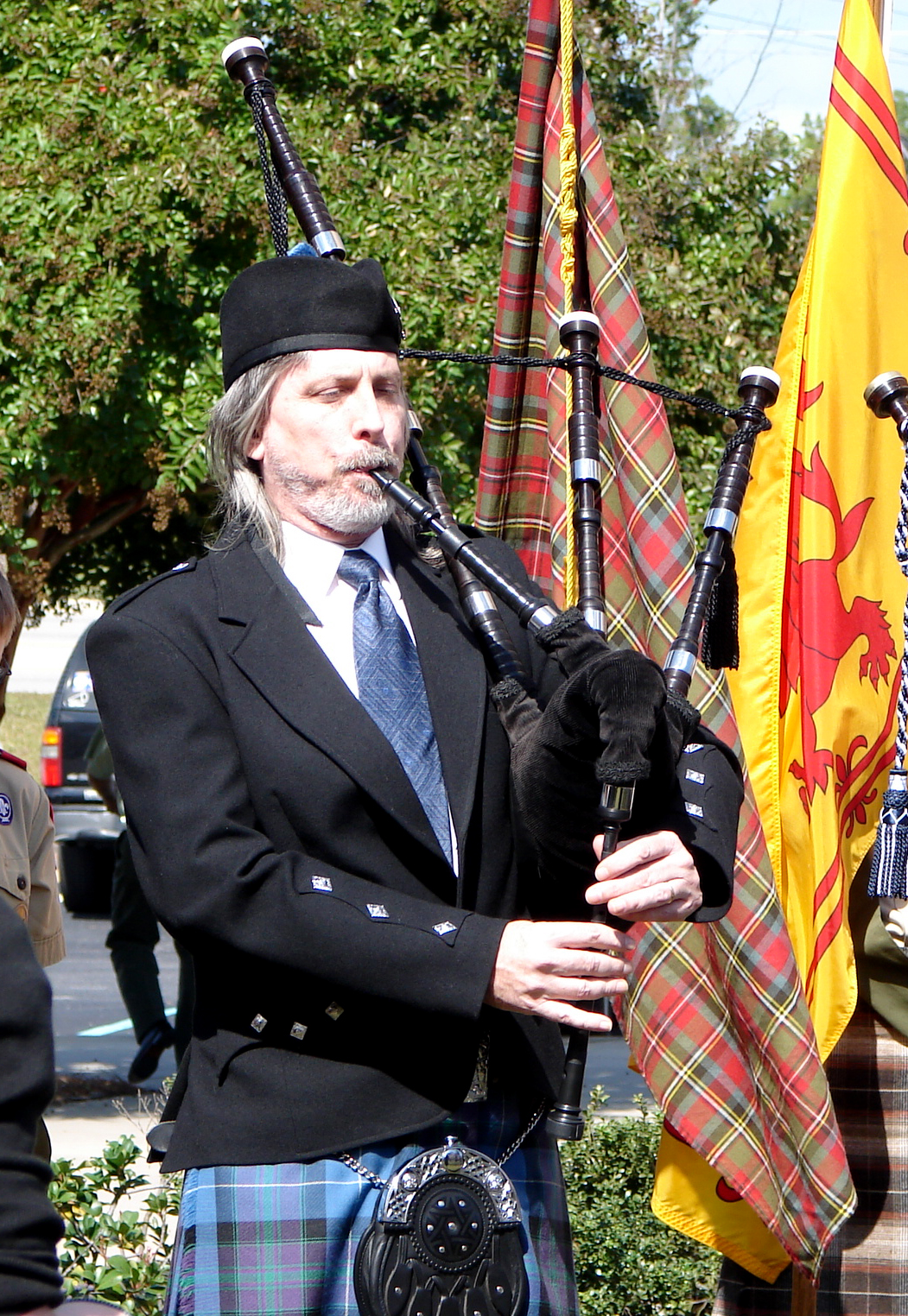 Bagpiper in action