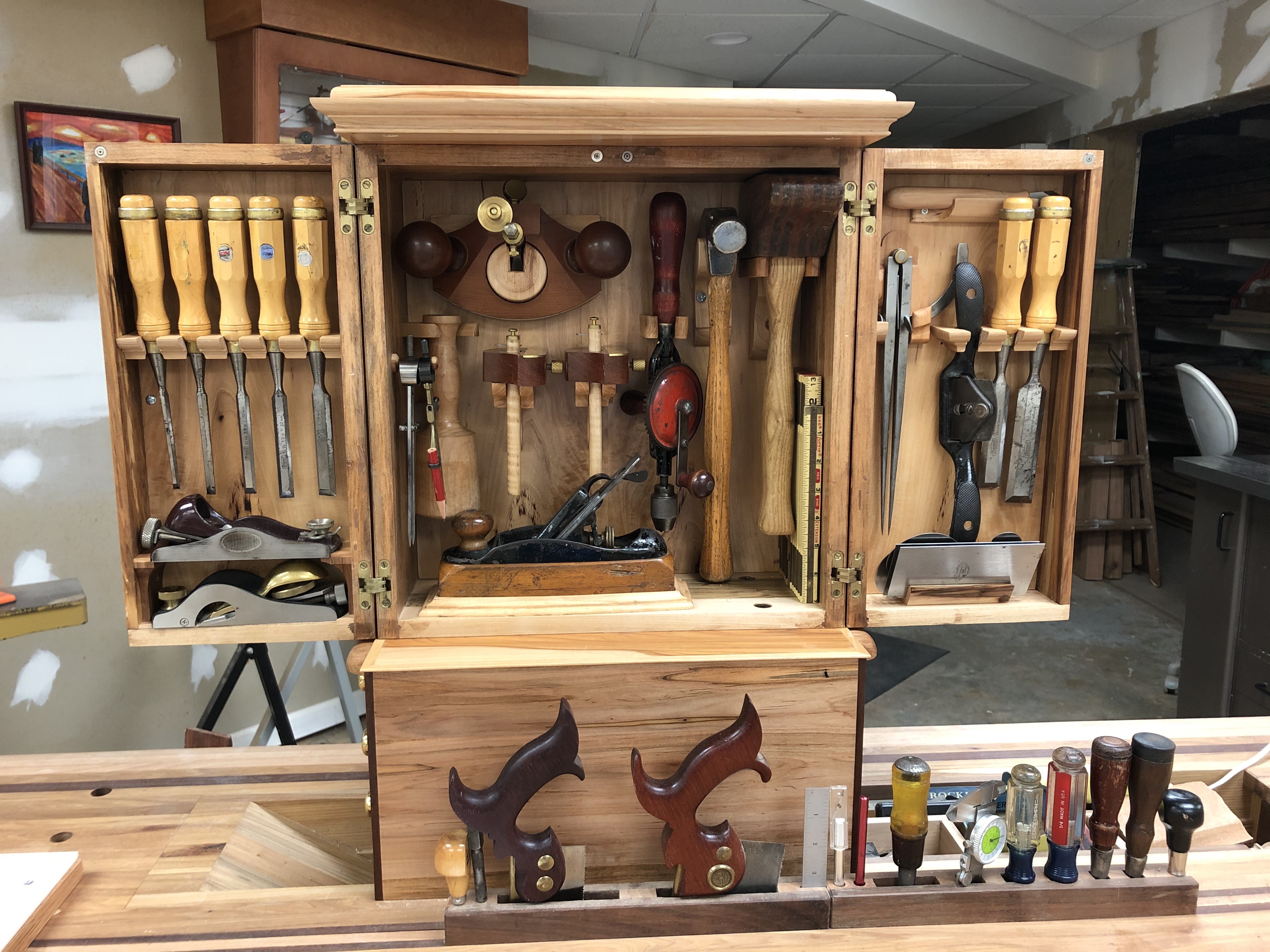 Bench top tool cabinet (open)