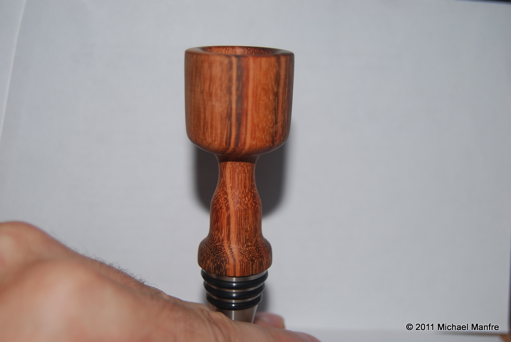 Bottle stoppers turned from mystery wood