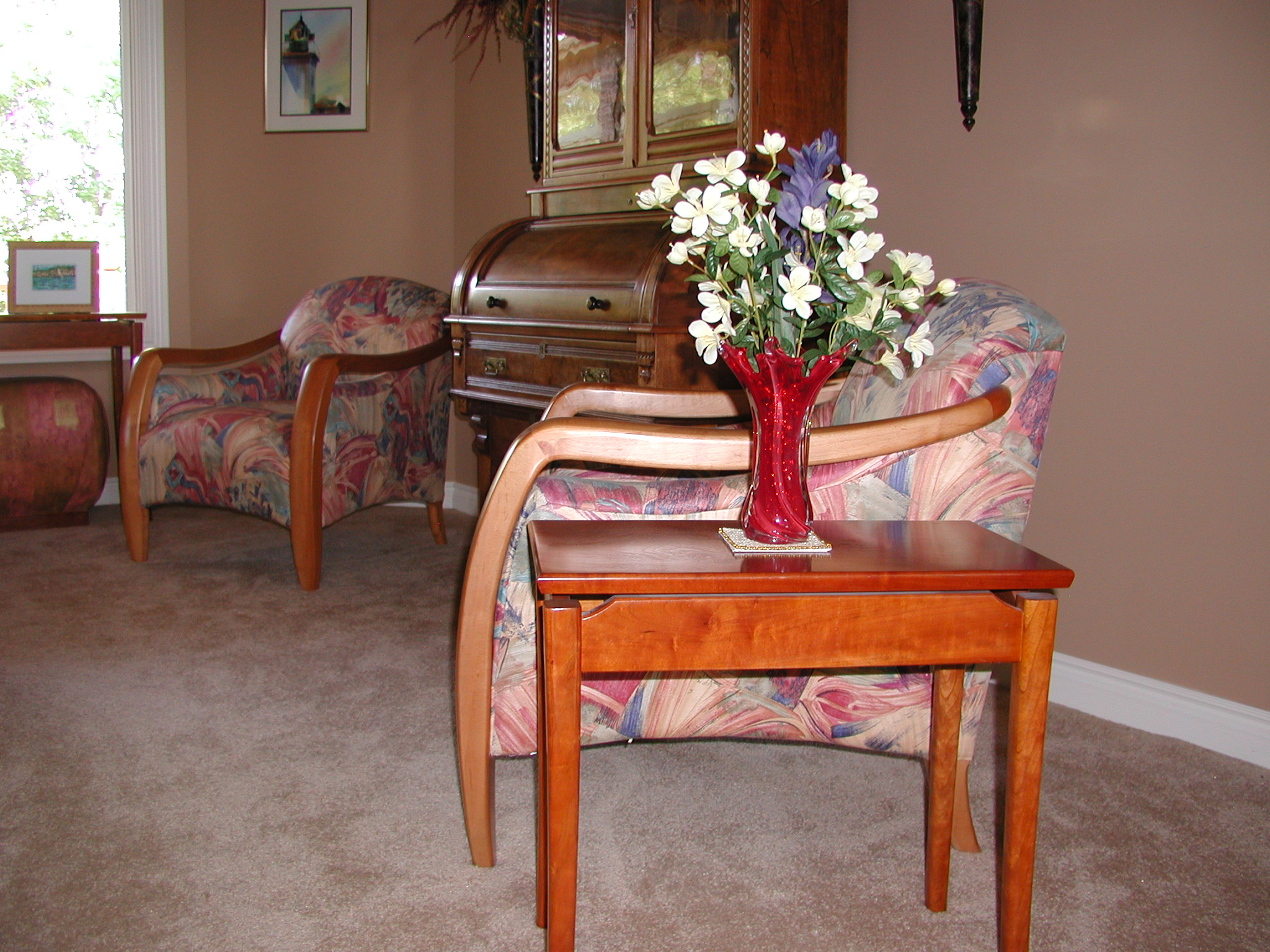 cherry side tables and sofa table