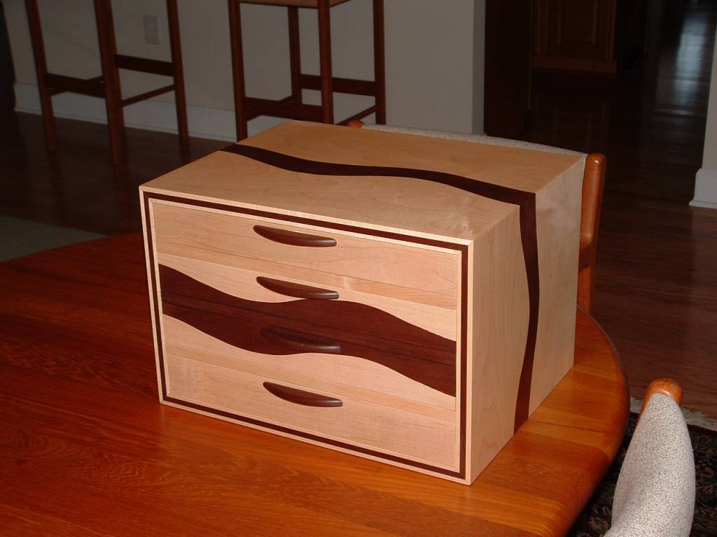 Chest with Wavy Glueup Panels and Drawer Fronts