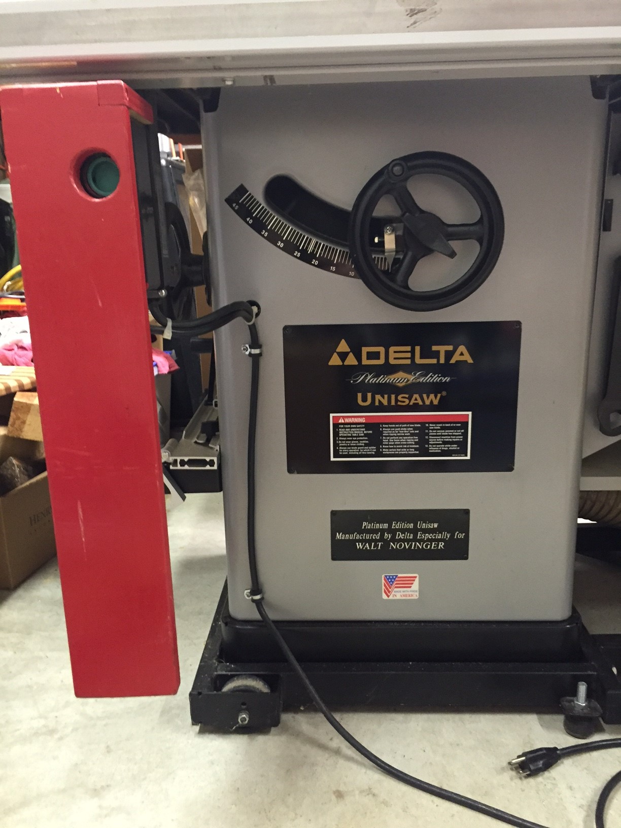 Delta Unisaw Platinum Edition and JessEm Router Lift w/ Porter Cable Router