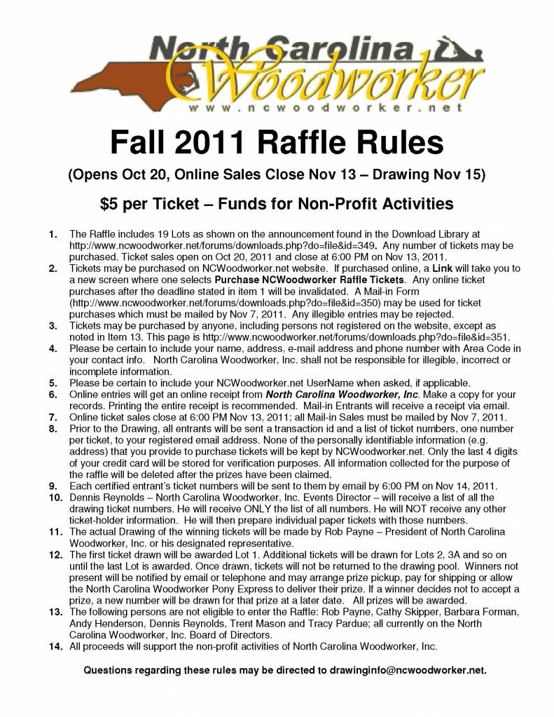 Fall 2011 Raffle Rules
