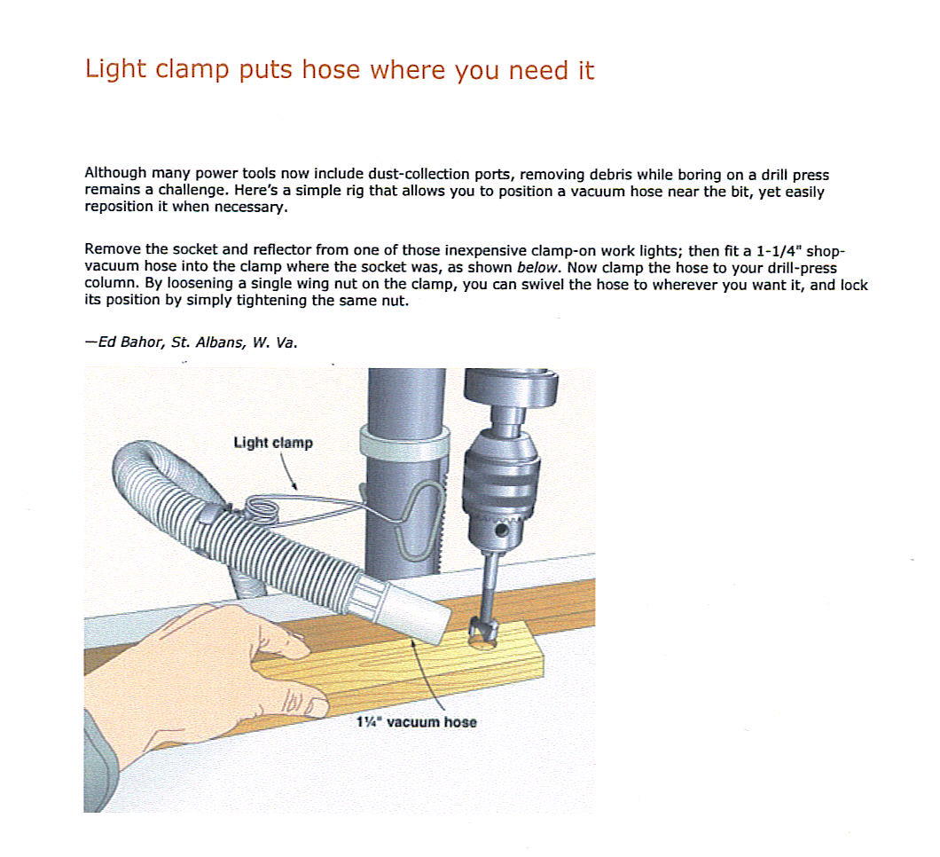 Light Clamp for Vac Hose on Drill Press