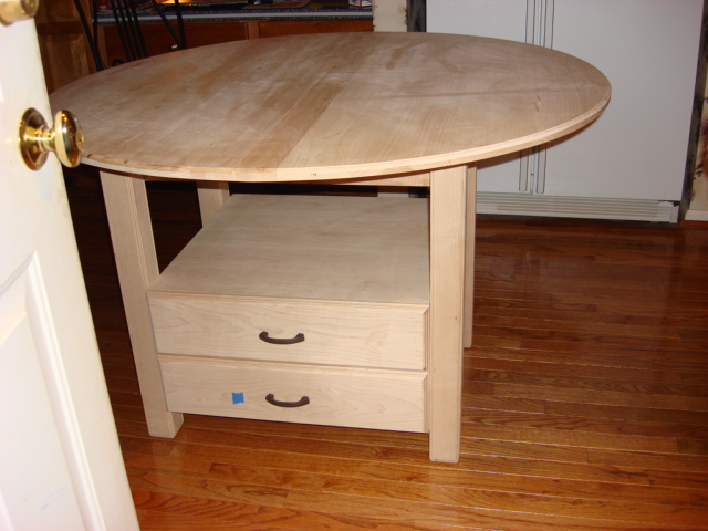 Maple Kitchen Table with Drawers with Leaf